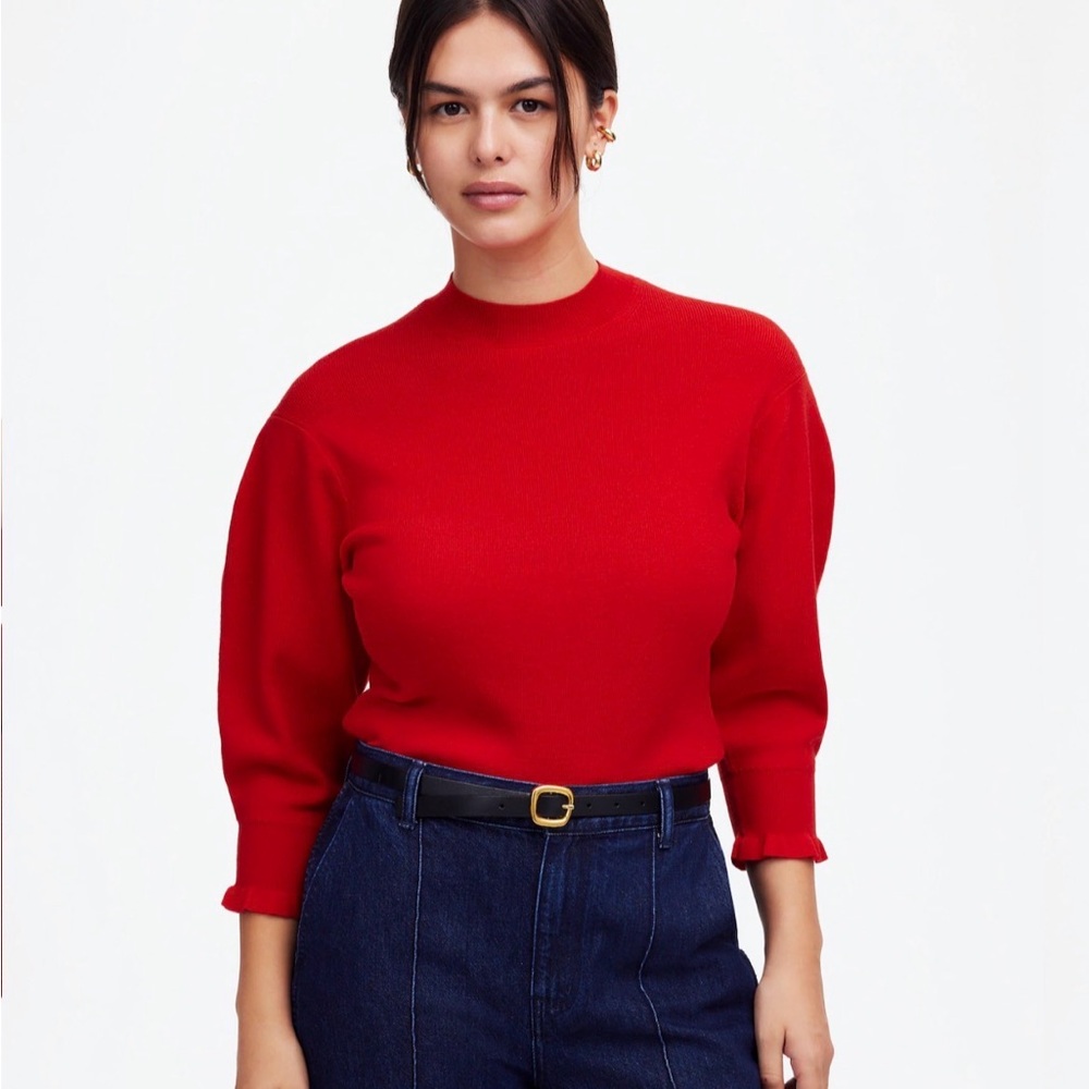 Madewell Merino Wool Ruffle Mockneck Sweater